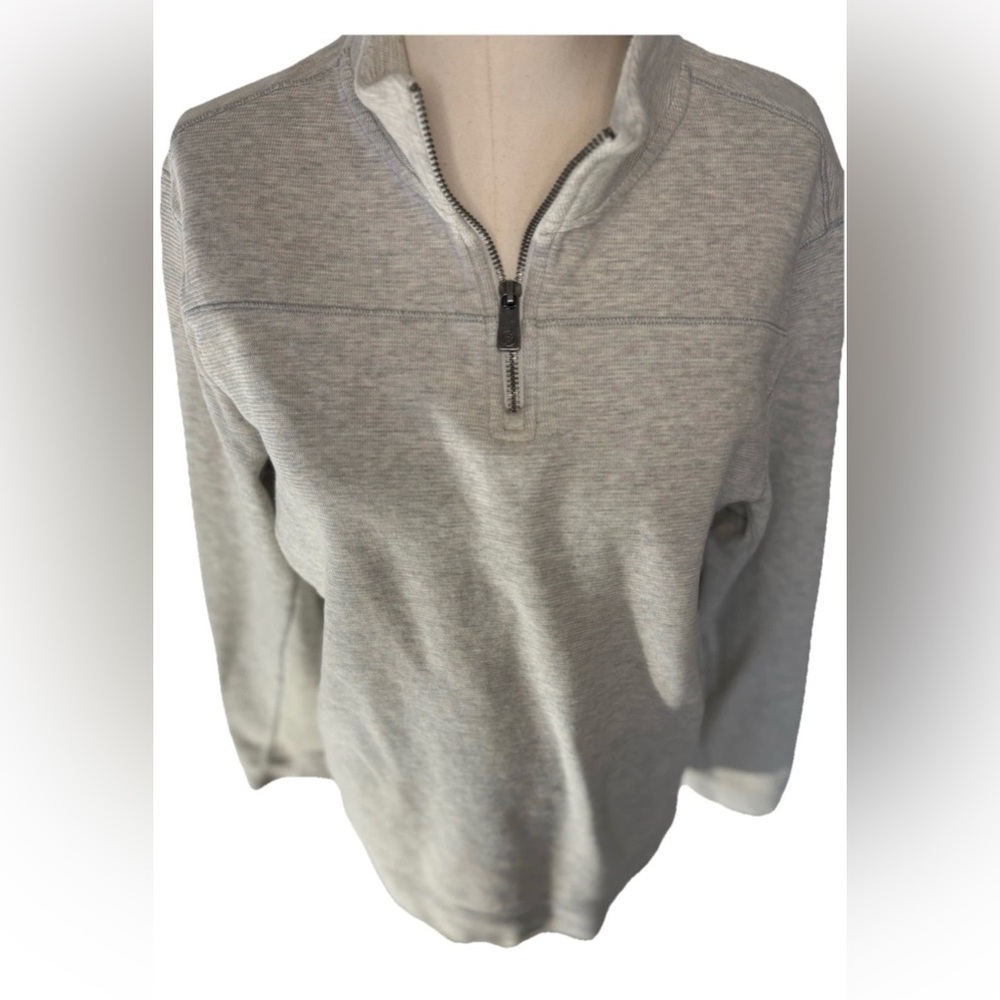 ROWM Women's 1/4 Zip Cotton Pullover Long Sleeve Lite Heather Gray Large